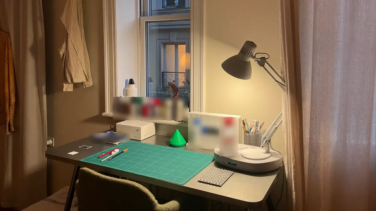 Spray booth with lighting on a hobby desk